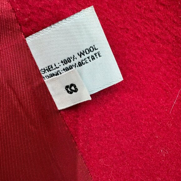 Forecaster Of Boston vintage pre 90's Womens Red Wool LongCoat Black Collar Sz 8 - Picture 4 of 12